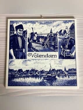 Vintage “De Molen” Holland Original Handmade MOSA Delft Style Tile From Volendam